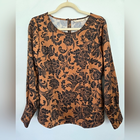 Soft Surroundings Tops - Soft Surroundings Maiya Satin Floral Print Top. Bronze Black. Size Small.